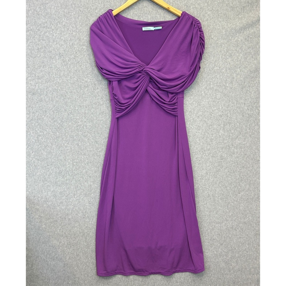 Slimfabulous Sheath Dress Violet Purple Twisted Ruched Drape Back Elegant Size S